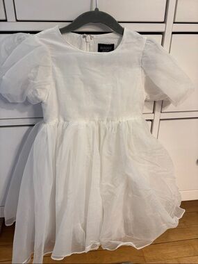 Bardot Kids White Puff-Sleeve Party Dress